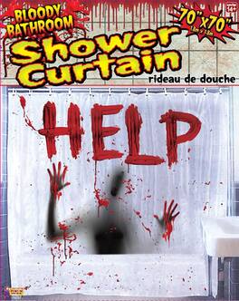 Forum Novelties - Bloody Bathroom Shower Curtain Halloween Décor - Red