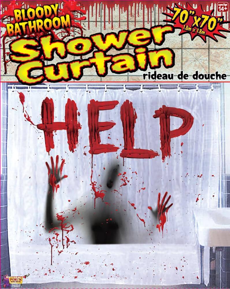 BLOODY BATHROOM  
Shower Curtain  
rideau de douche  

70" x 70"  
1.8m x 1.8m  

HELP  

14+  

PORUM  
75037