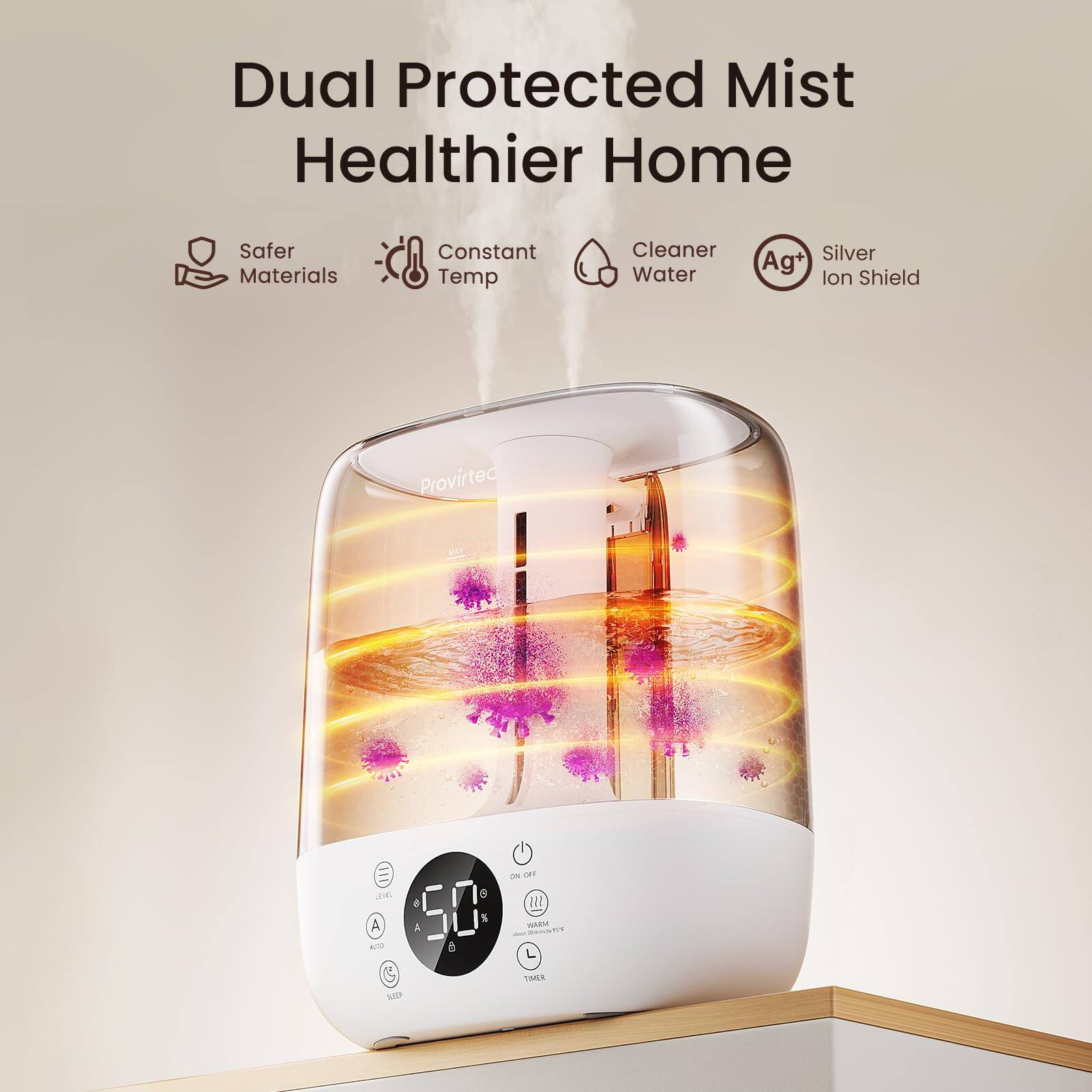 Dual Protected Mist Healthier Home Safer Materials Constant Temp Cleaner Water Silver Ag+ Ion Shield