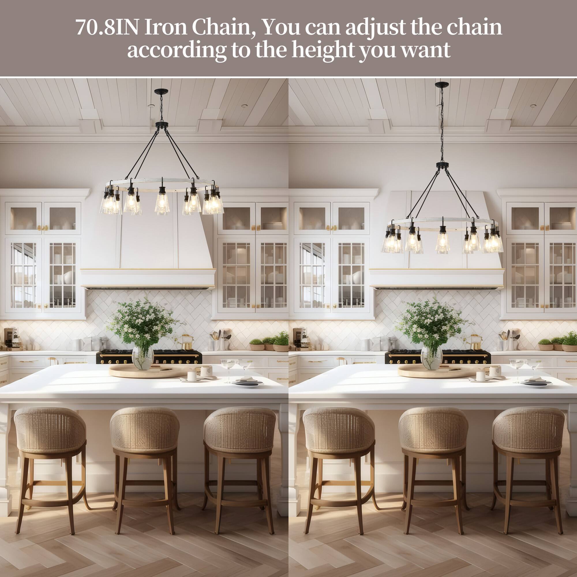 70.8IN Iron Chain, You can adjust the chain according to the height you want