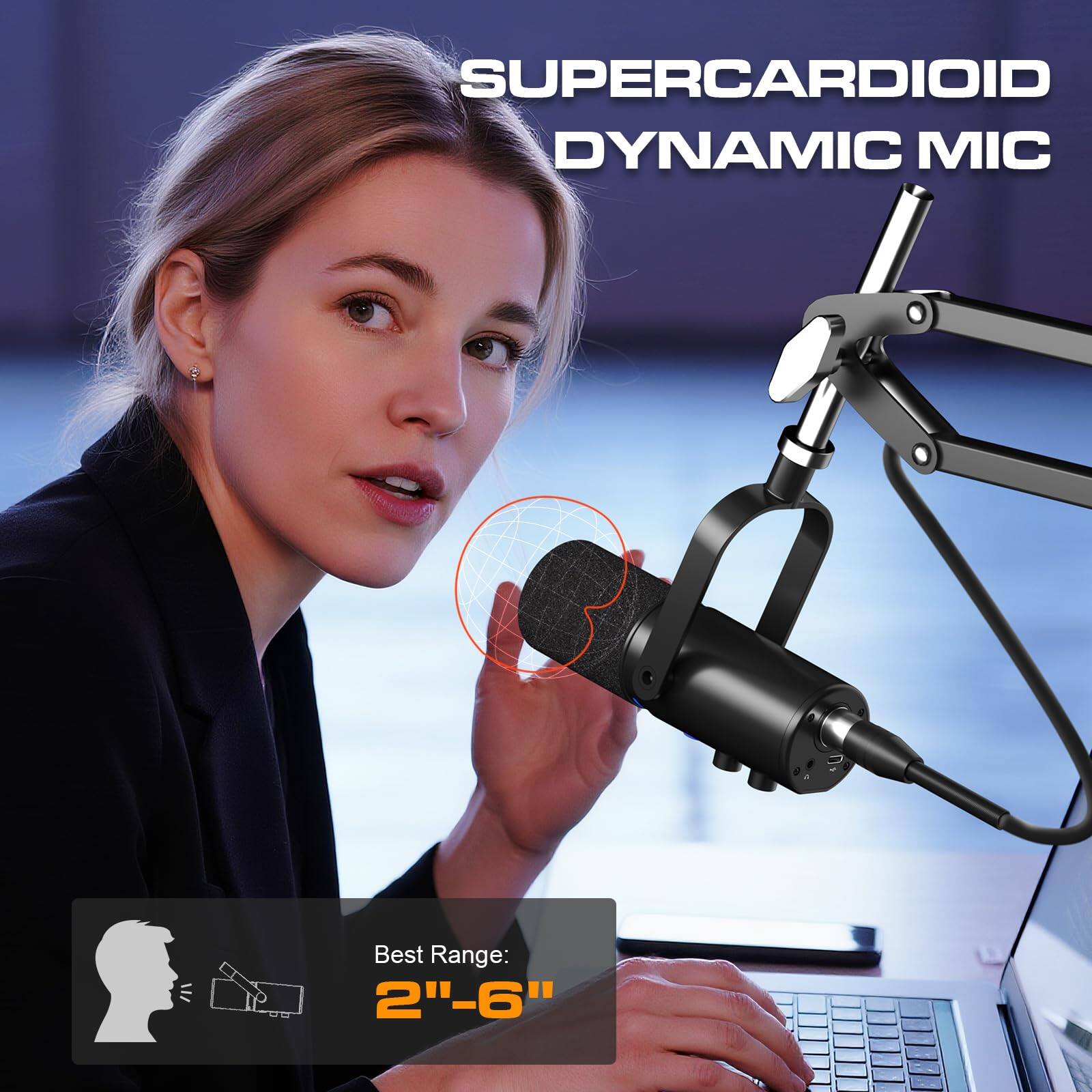 SUPERCARDIOID DYNAMIC MIC  
Best Range: 2"-6"