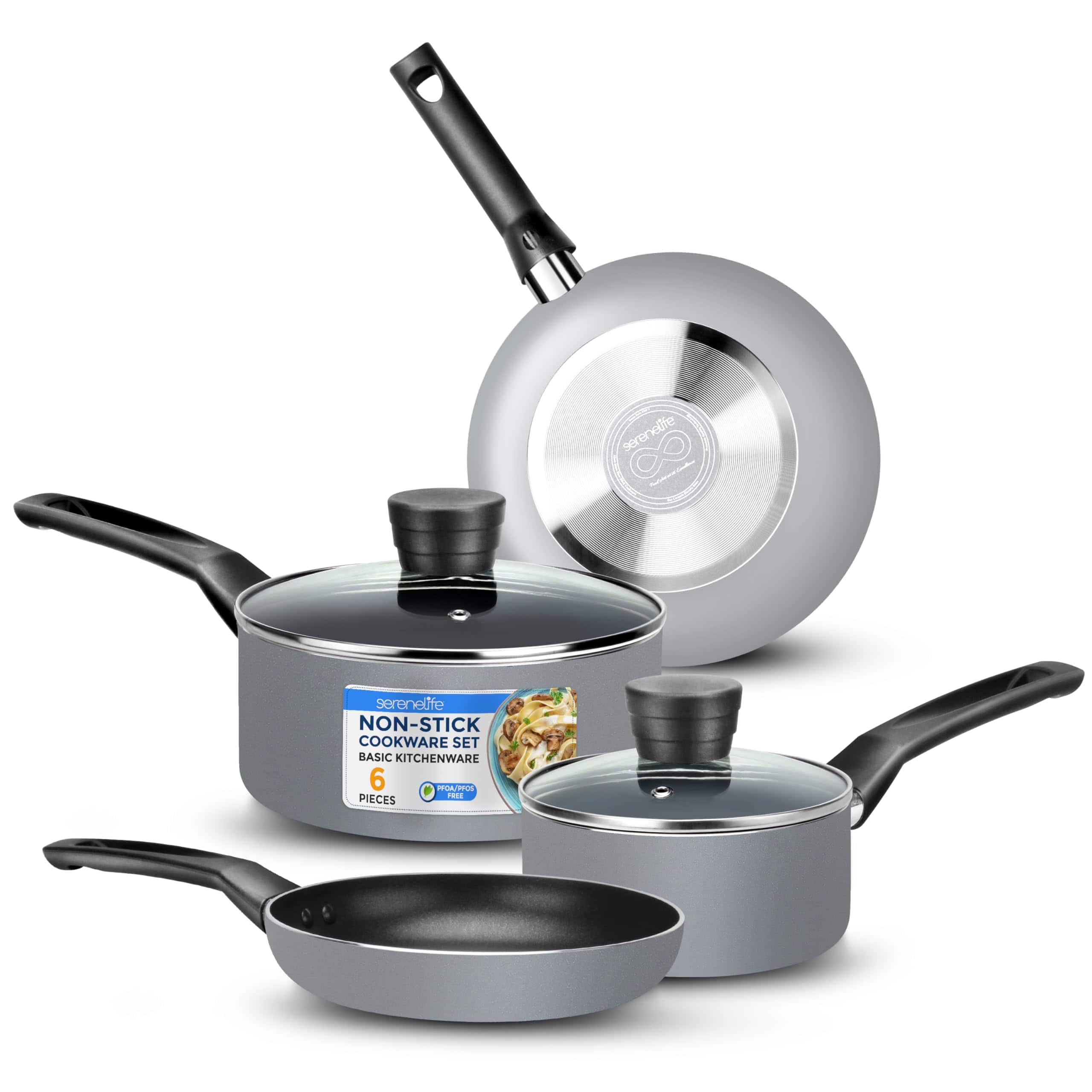SereneLife - 6-Piece Pots and Pans Set – Nonstick