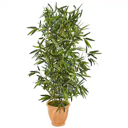 BreeBe - 4.5' Bamboo Tree in Planter (Real Touch) UV(Indoor/Outdoor) - Multicolor