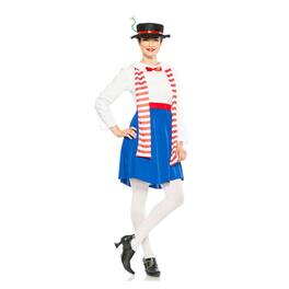 Seeing Red - English Nanny Poppins Adult Costume - Medium - Blue