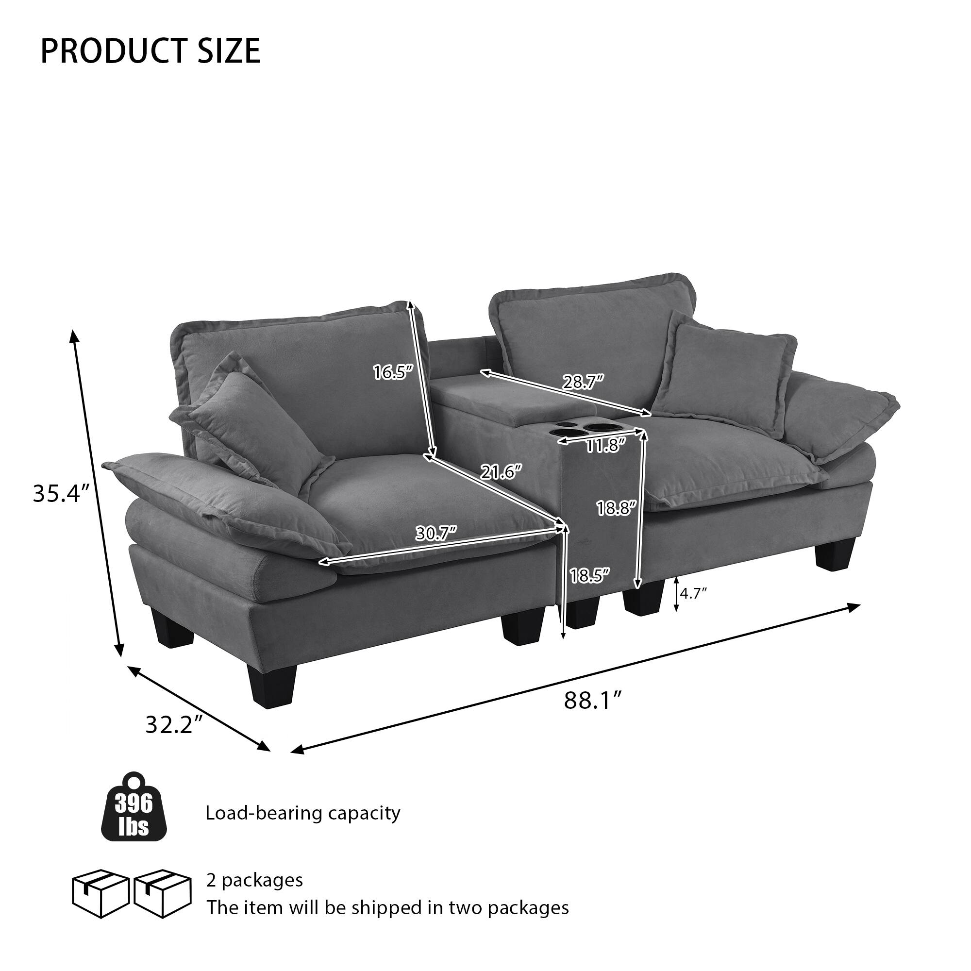 PRODUCT SIZE

- 16.5"
- 28.7"
- 35.4"
- 21.6"
- 30.7"
- 11.8"
- 18.8"
- 18.5"
- 4.7"
- 32.2"
- 88.1"

Load-bearing capacity: 396 lbs

2 packages
The item will be shipped in two packages