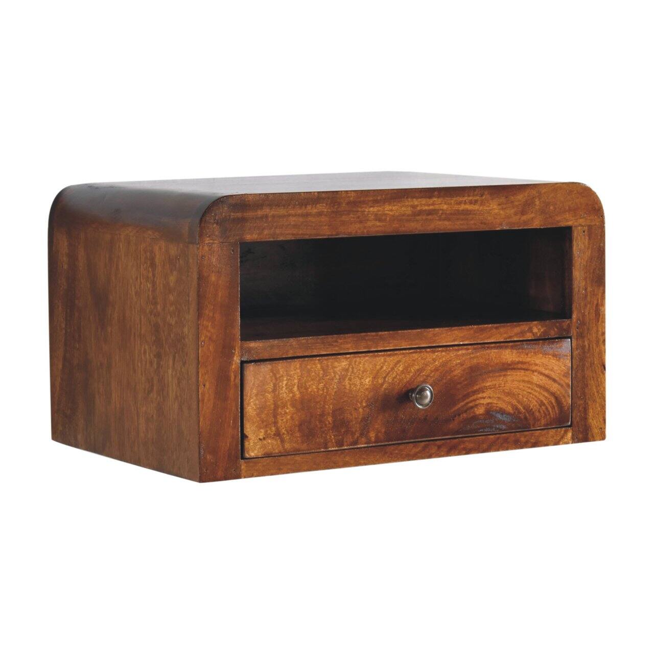 Back. Artisan Furniture - Artisan Furniture Solid Wood Chunky Chestnut 1 Drawer, 1 Open-slot, Wall Mounted Nightstand, Dark Brown - Chestnut.