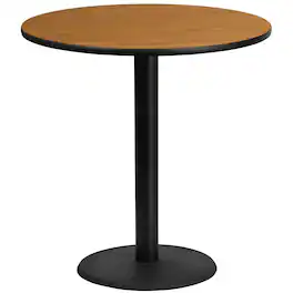 Emma + Oliver - 42" Round Laminate Table Top with 24" Round Bar Height Table Base - Natural