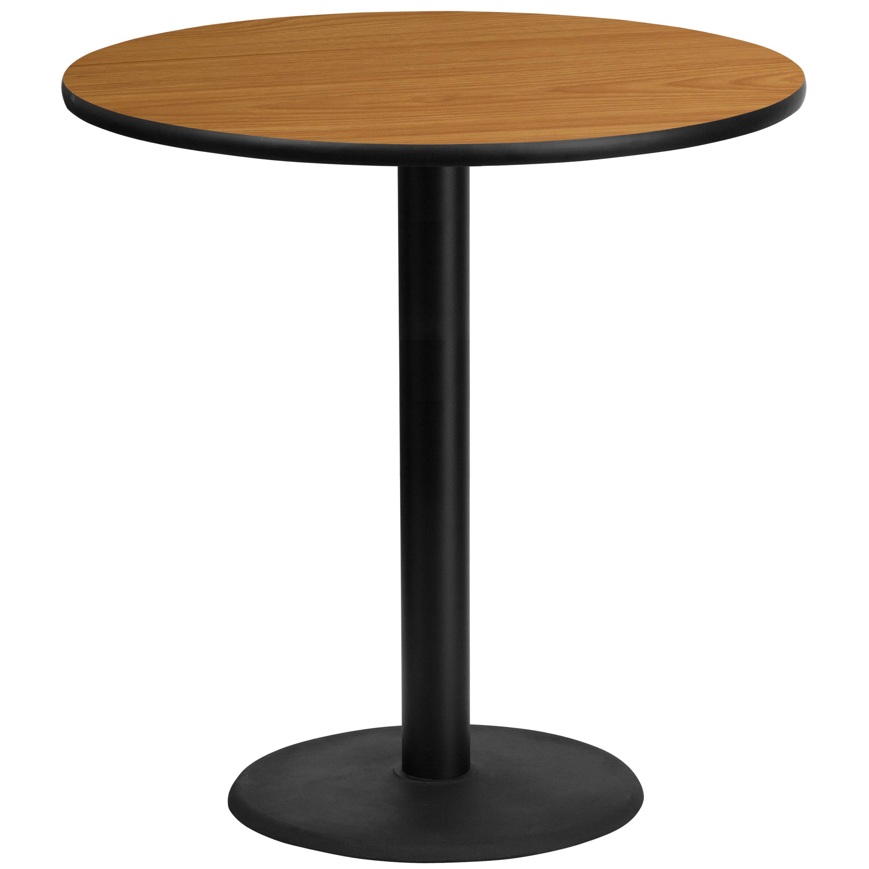 Front. Emma + Oliver - 42" Round Laminate Table Top with 24" Round Bar Height Table Base - Natural.