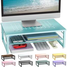 Hanke - Desk Organizers And Accessories 2-tier Metal Monitor Stand Riser Organizer For Office Storage Supplies - Blue