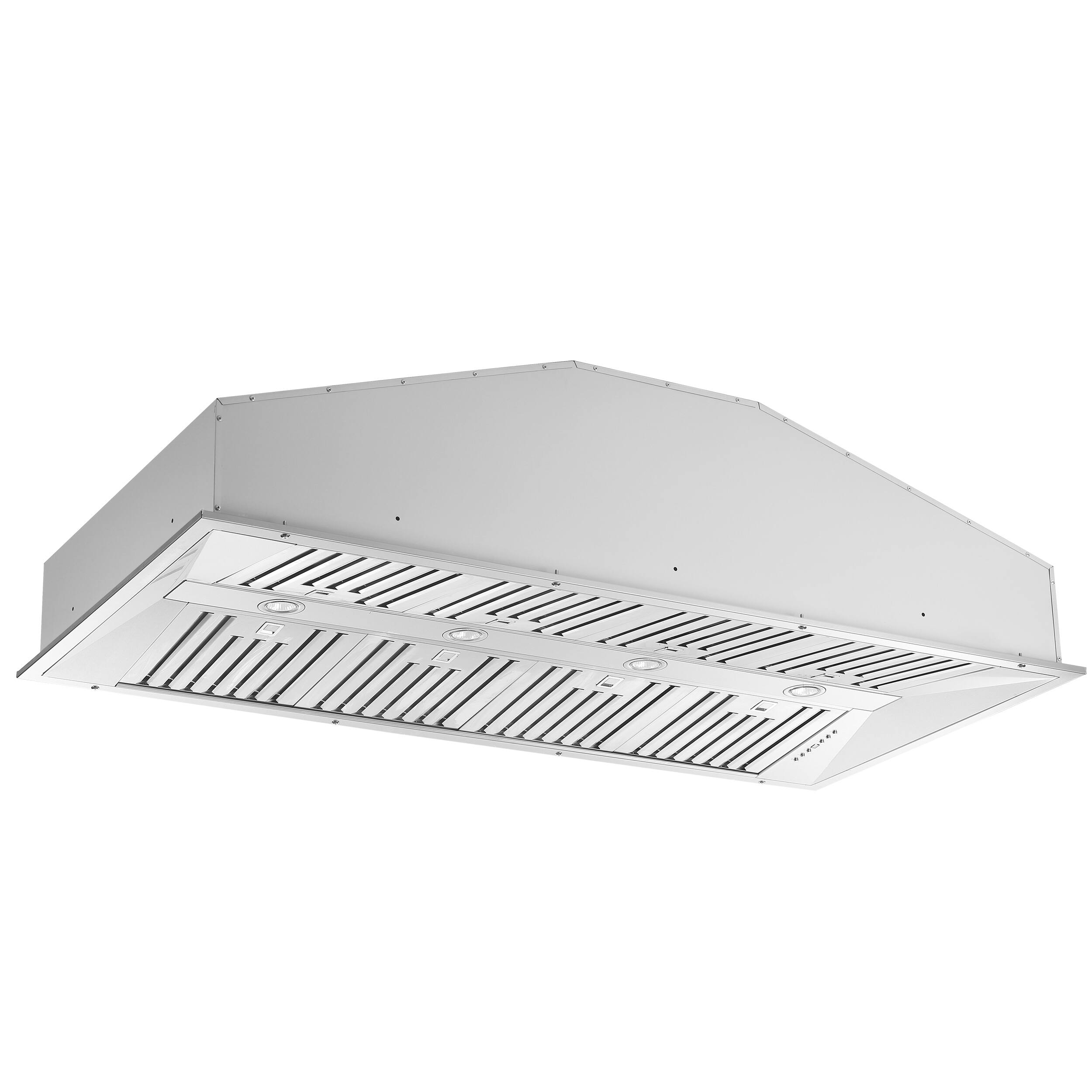 Angle. Forno Appliances - Altilia 60" Built-In Range Hood with LED Lighting - Stainless steel.
