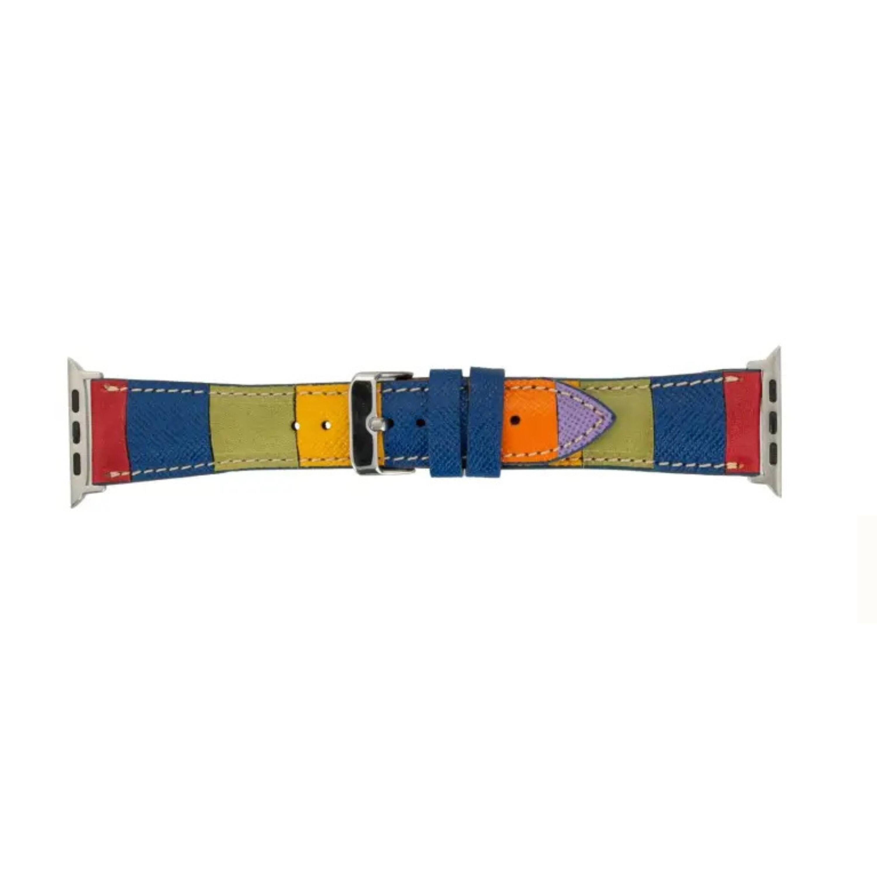 Back. Kitcheniva - Leather Watch Band Compatible With Apple Watch Ultra Series 8 7 And SE 42mm to 49mm Rainbow - Rainbow.