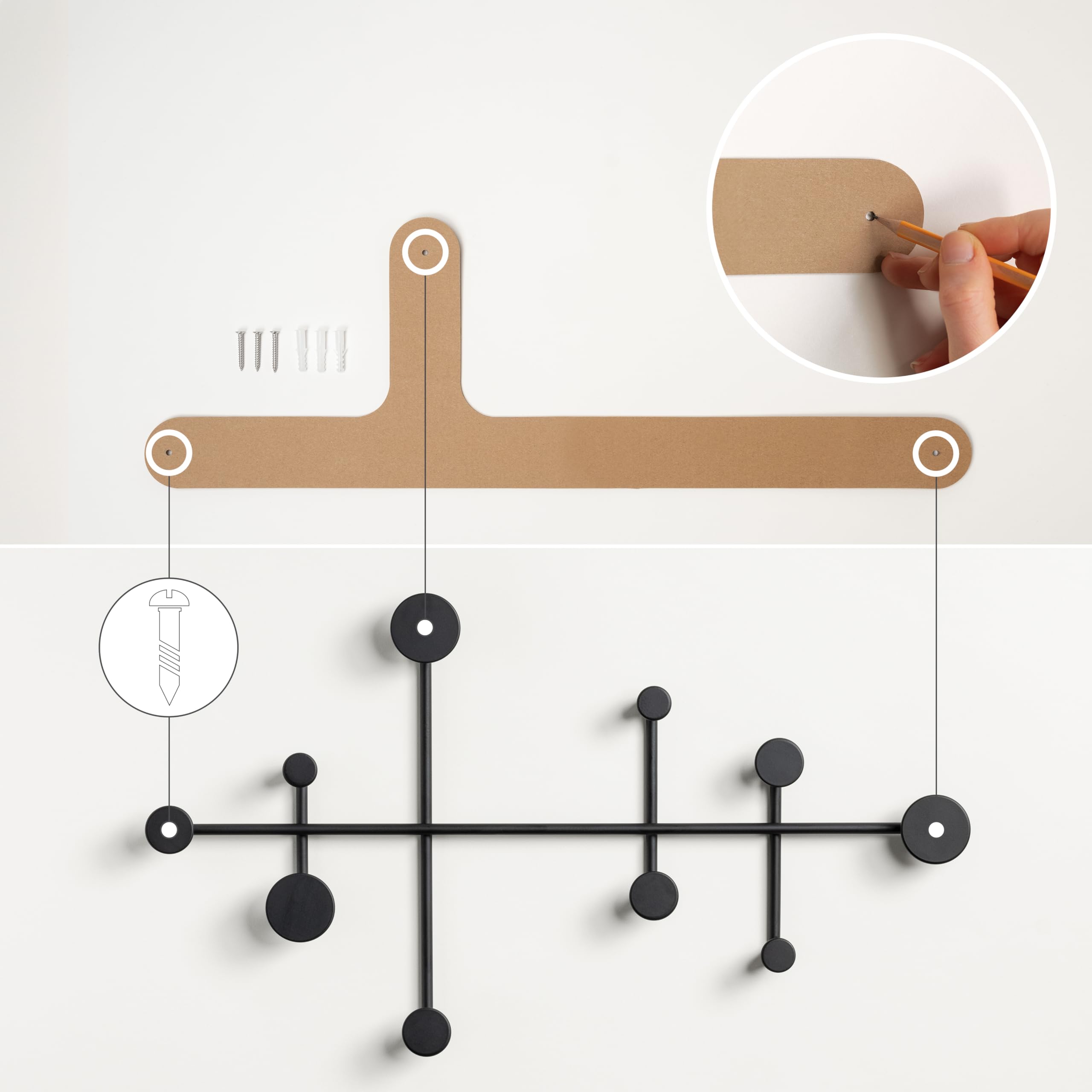 Back. HM 1810 - 'sval' Wall Wardrobe Minimalist Coat Hook Design From Berlin Modern Metal Wall-mounted Rack/hooks - White.