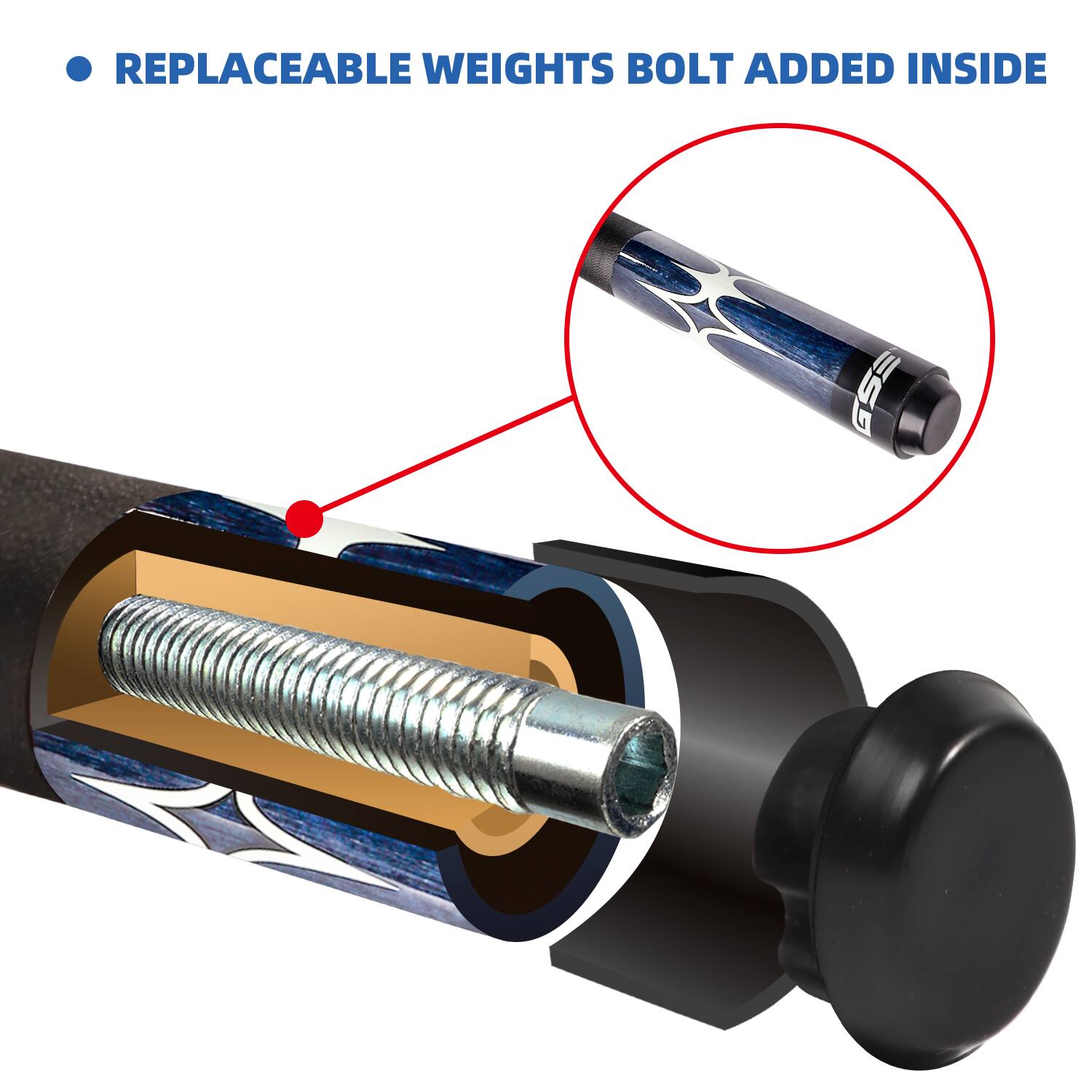 REPLACEABLE WEIGHTS BOLT ADDED INSIDE GSS