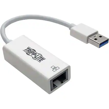 Front. Tripp Lite - Eaton Tripp Lite Series USB 3.0 to Gigabit Ethernet NIC Network Adapter - 10/100/1000 Mbps, White - USB 3.0 - 1 x - White.