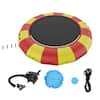 Front. VEVOR - Inflatable Water Bouncer, 17ft Recreational Water Trampoline, Portable Bounce Swim Platform with 5-Step Ladder - Red, yellow.