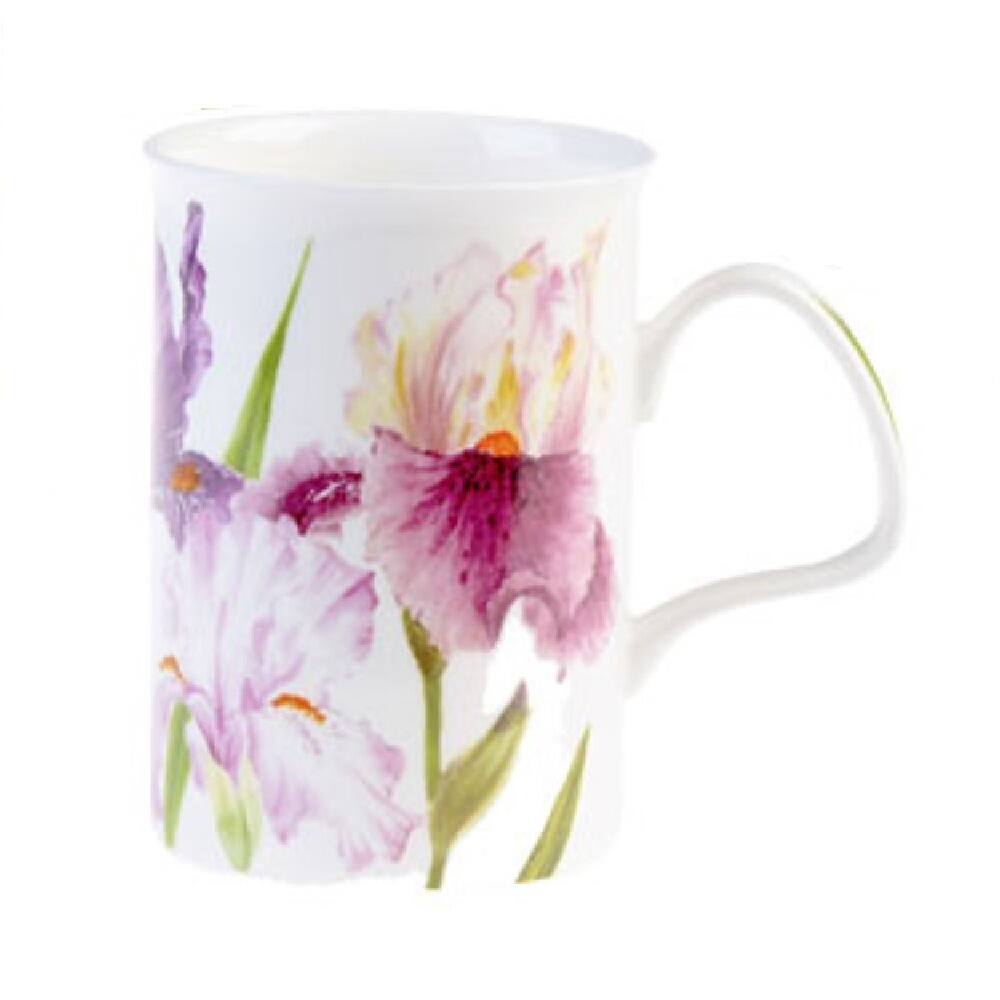 Back. Jiallo - Roy Kirkham Lancaster Mug - Iris, Set of 6, Bone China Ceramic, Made in England - Mutli color.