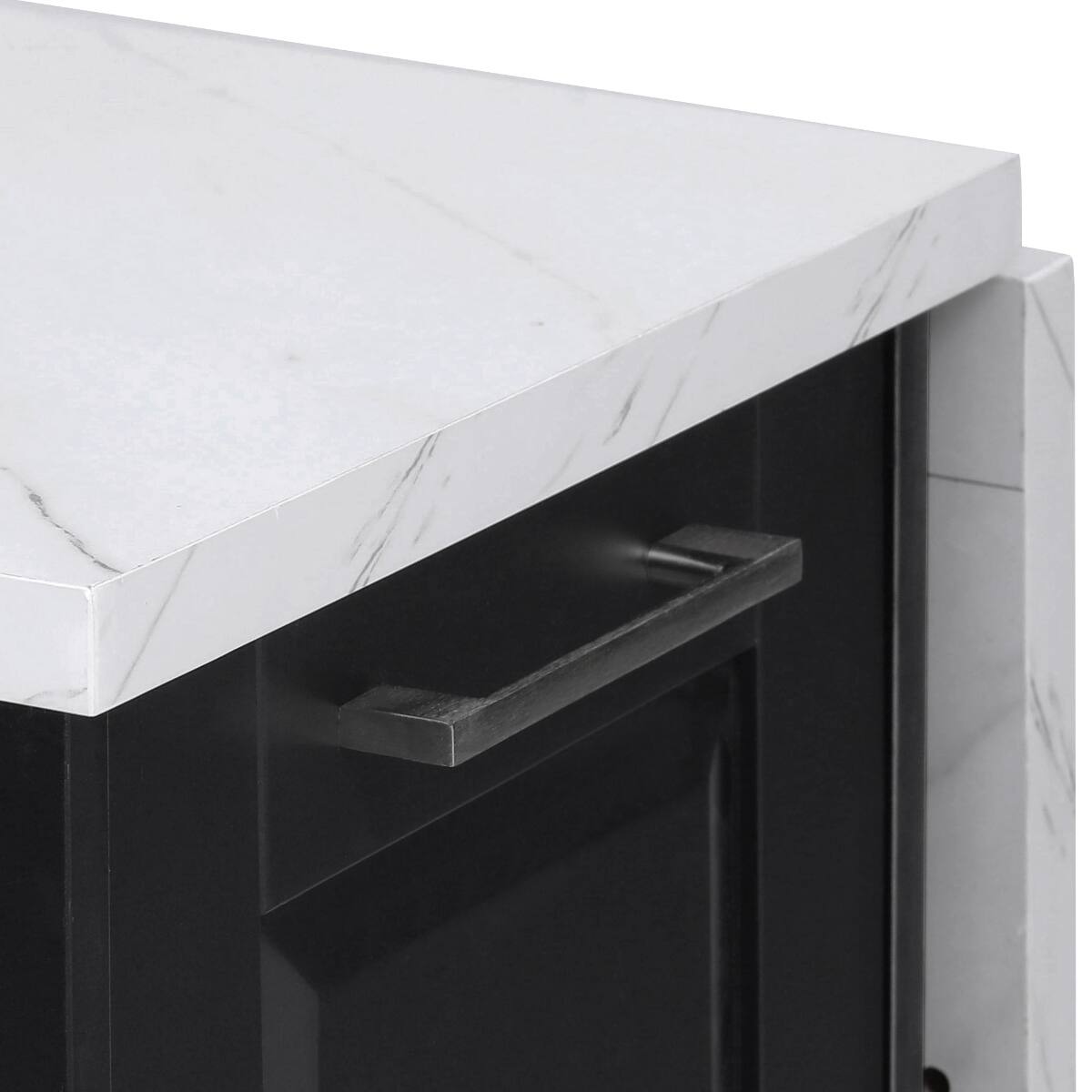 Alt View 9. Loheer - Loheer Kitchen Island with Tilt Trash Can Cabinet Drop Leaf Black - Black.