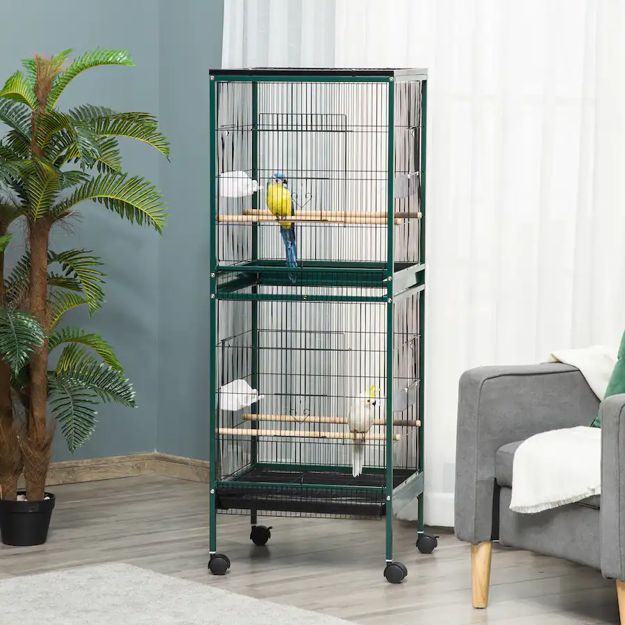 Pawhut Bird Cage with 1.7 ft. Width for Wingspan, Bird Aviary Indoor ...