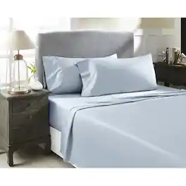 Perthshire Platinum Concepts - 800 Thread Count Solid Sateen Sheet - 4 Piece Set - Queen - Lite blue