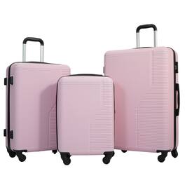 BreeBe - 3-Piece Luggage Set ABS Lightweight & Durable Suitcase with Spinner Wheels, TSA Lock, (20/24/28) - Pink