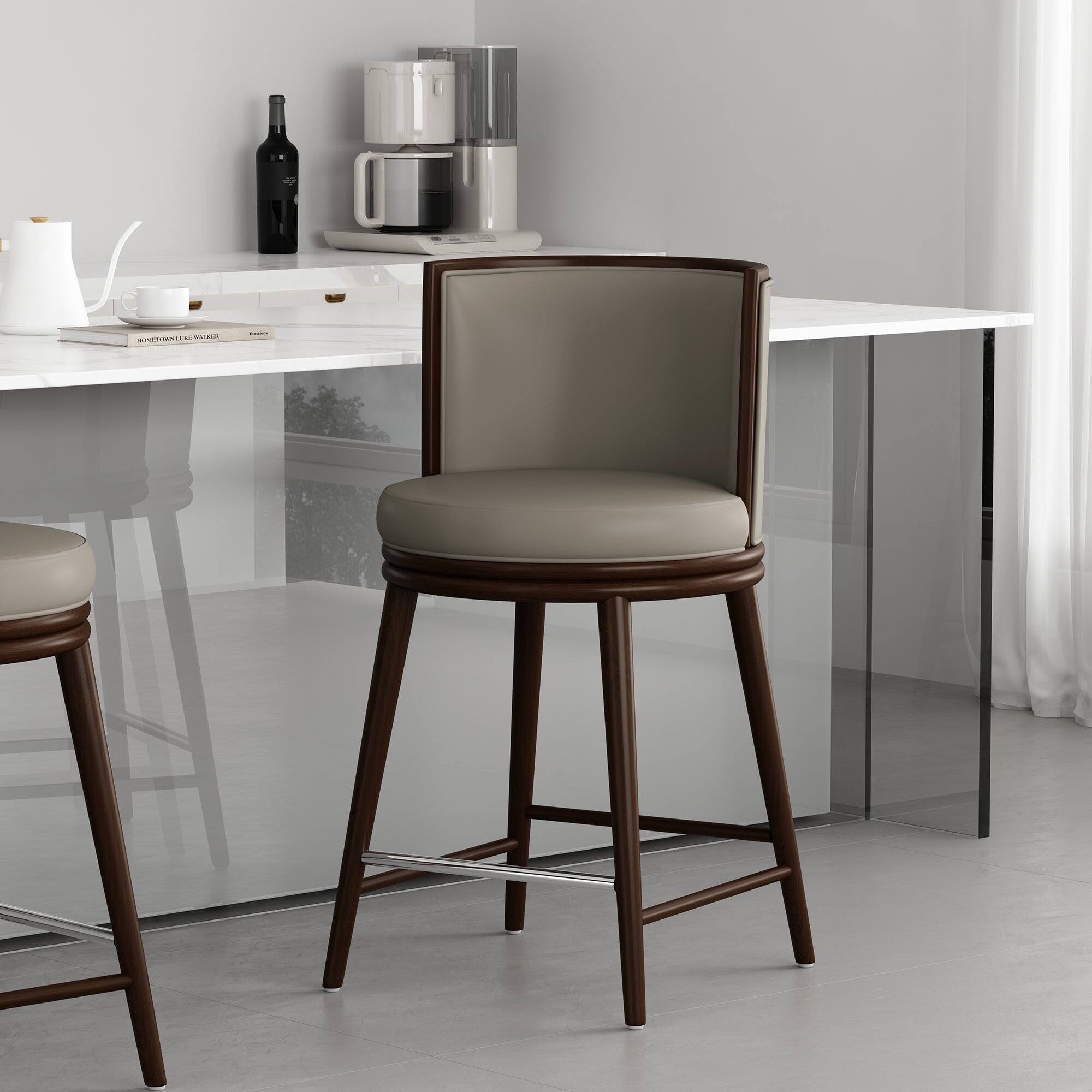 Manhattan Comfort Evalyn Modern Wood Upholstered Counter Stool Taupe ...