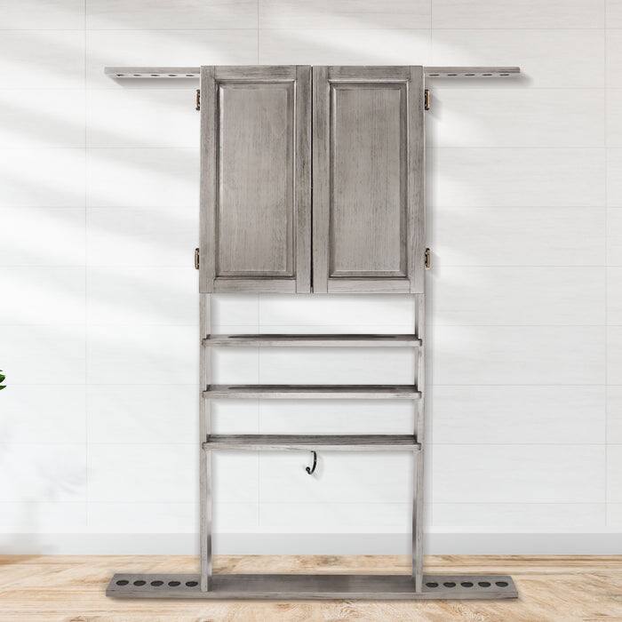 Alt View 2. GSE Games & Sports Expert - Wood 10 Billiard Pool Cue Rack & Dart Board Cabiner Combination Rack Only - Brushed Grey - Brushed Grey.