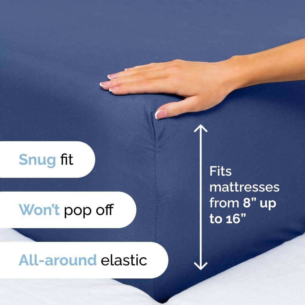 - Snug fit
- Won't pop off
- Fits mattresses from 8" up to 16"
- All-around elastic
