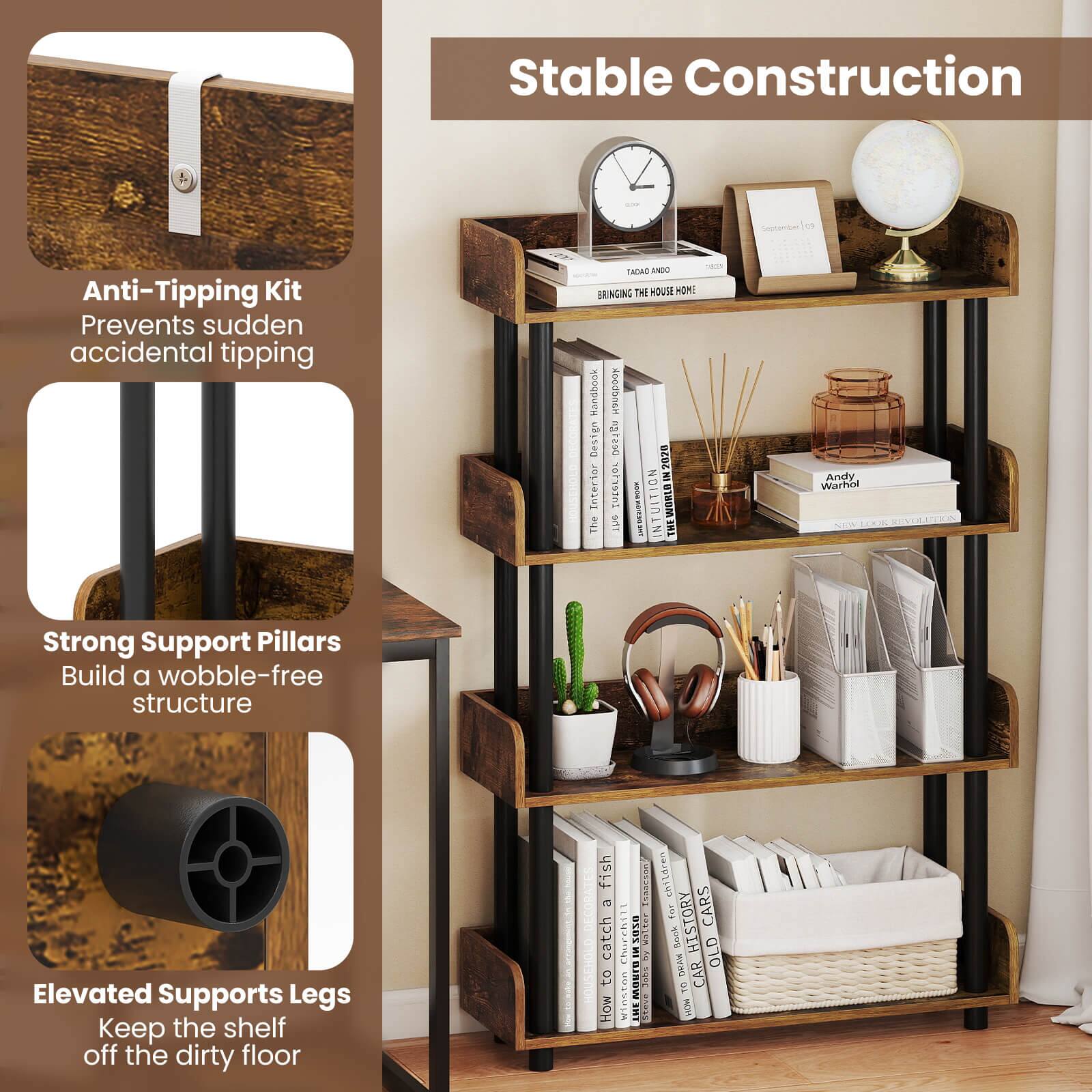 Stable Construction

Anti-Tipping Kit  
Prevents sudden accidental tipping

Strong Support Pillars  
Build a wobble-free structure

Elevated Supports Legs  
Keep the shelf off the dirty floor