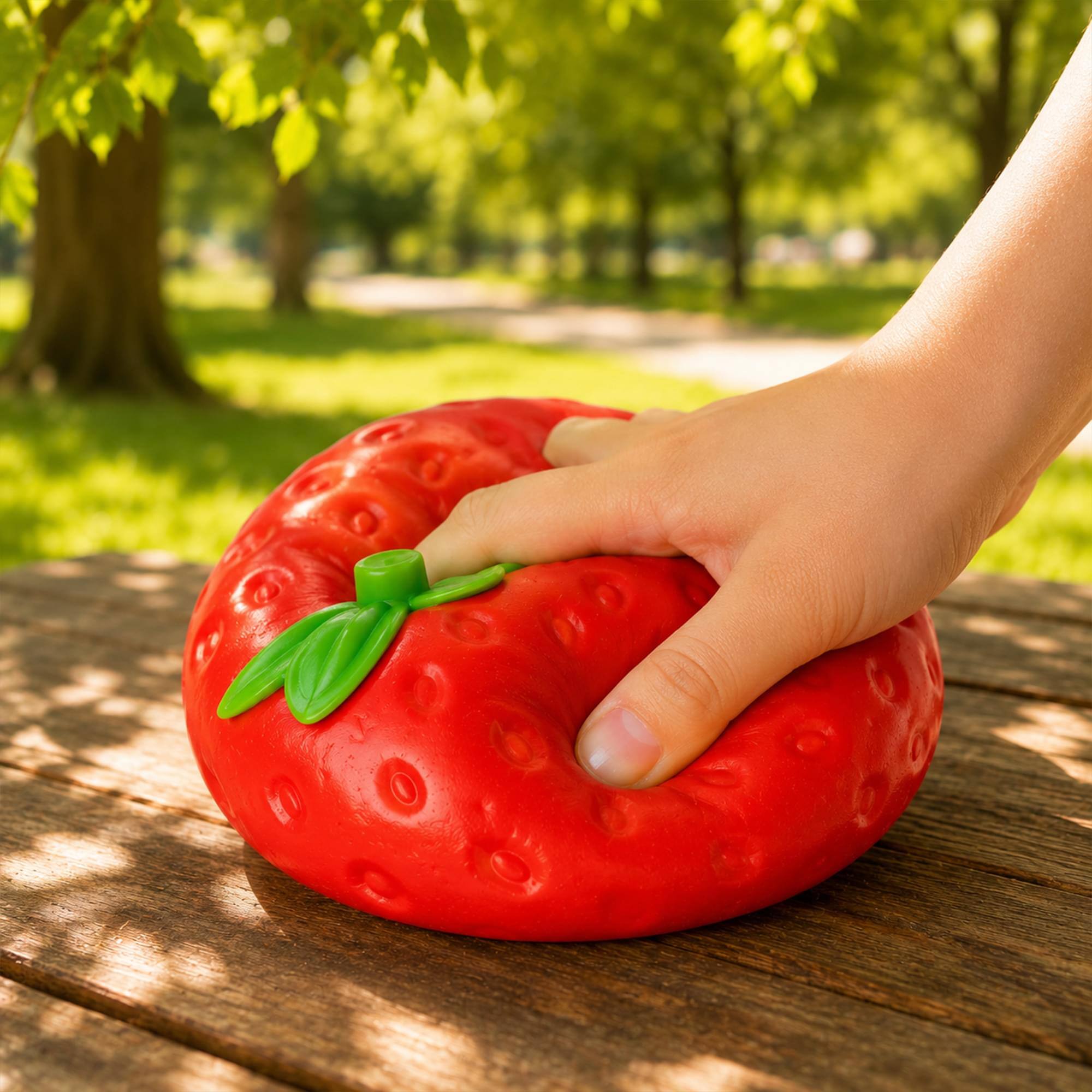 Alt View 2. Puka Creations - Giant Squishy Strawberry 5.5-Inch Squeeze Toy - Red.