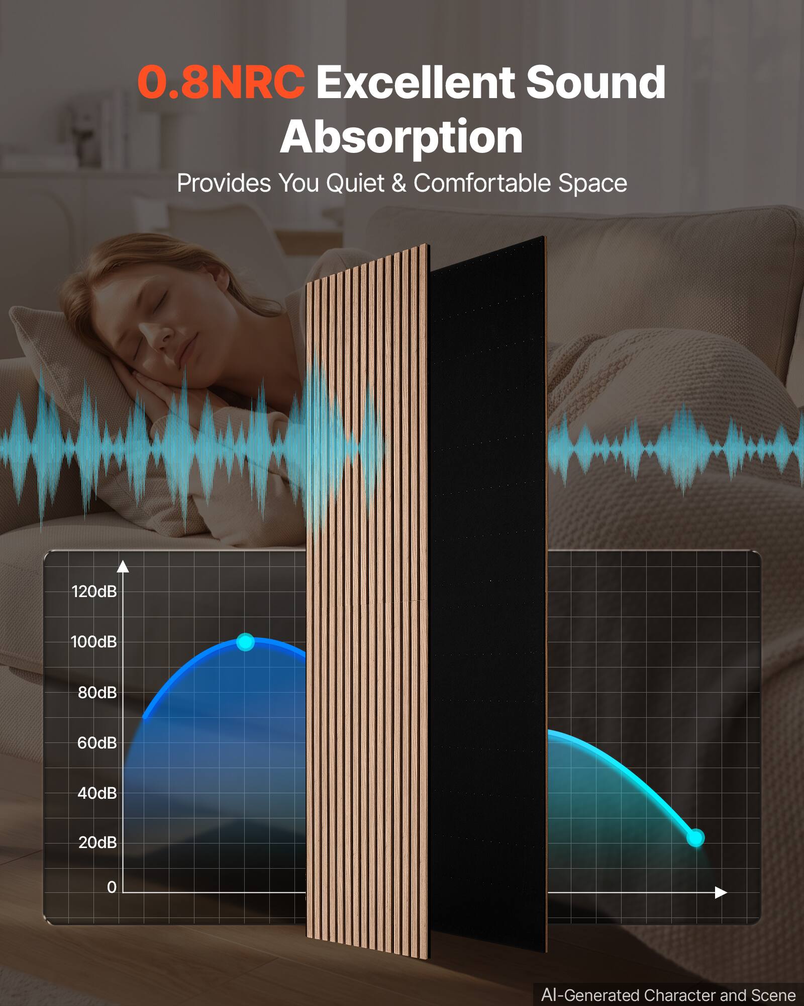 0.8NRC Excellent Sound Absorption Provides You Quiet & Comfortable Space

120dB
100dB
80dB
60dB
40dB
20dB
0

AI-Generated Character and Scene