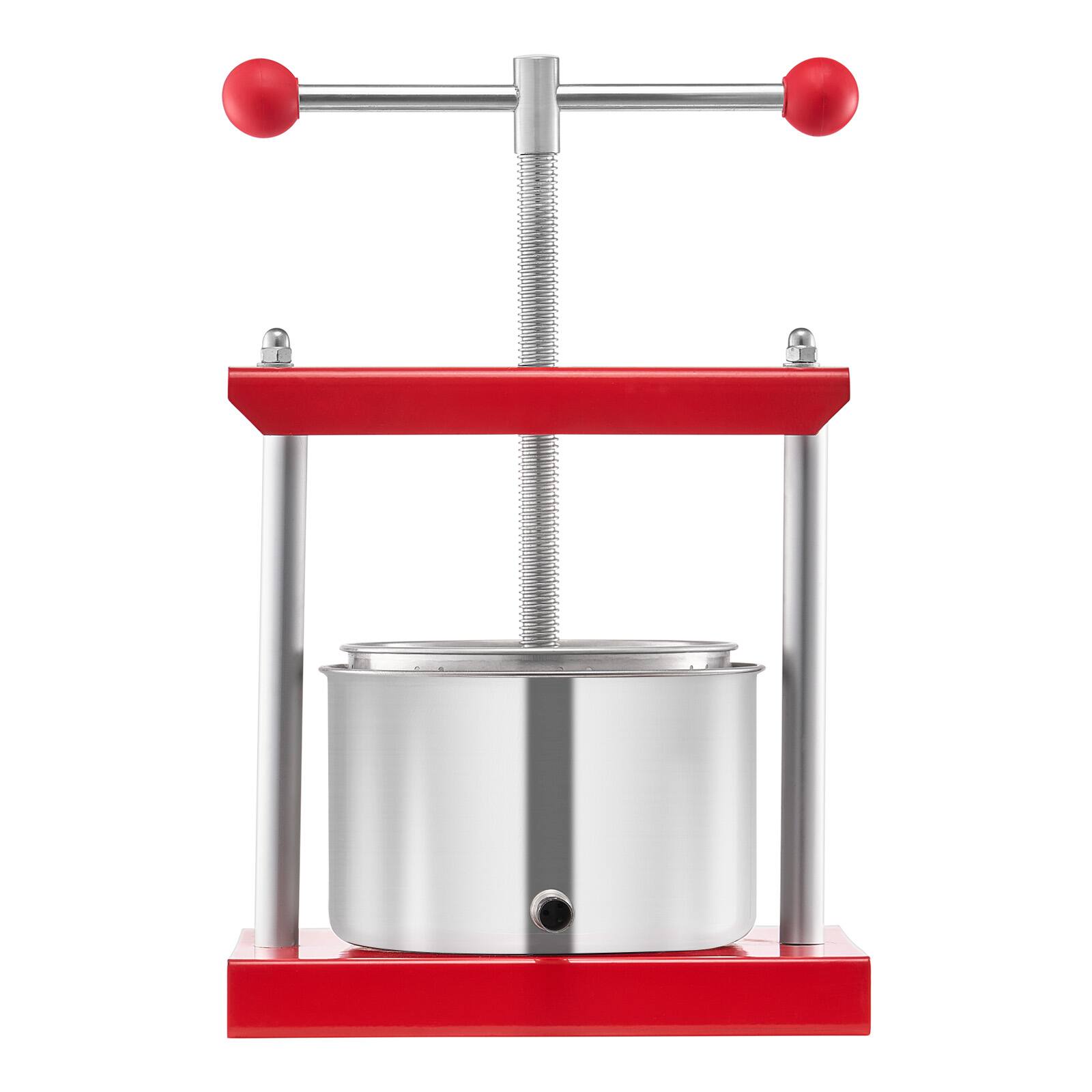 Alt View 5. VEVOR - 0.8 Gal/3L Fruit Wine Press, 2 Stainless Steel Barrels, Manual Juice Maker, Cider Apple Grape Tincture Honey Olive Oil - Red.