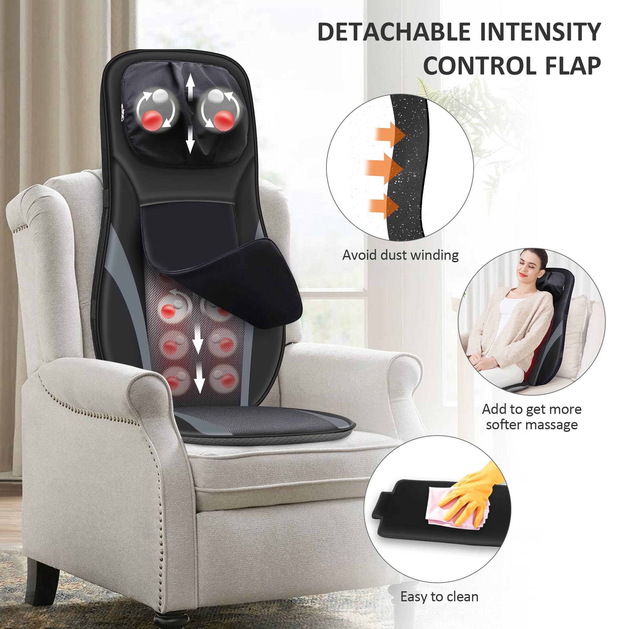 DETACHABLE INTENSITY CONTROL FLAP

- Avoid dust winding
- Add to get more softer massage
- Easy to clean