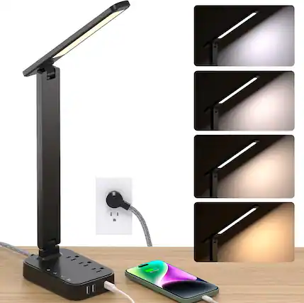 Front. Dazzed Corner - LED Desk Lamp, Brightness Touch Lamp - Black.