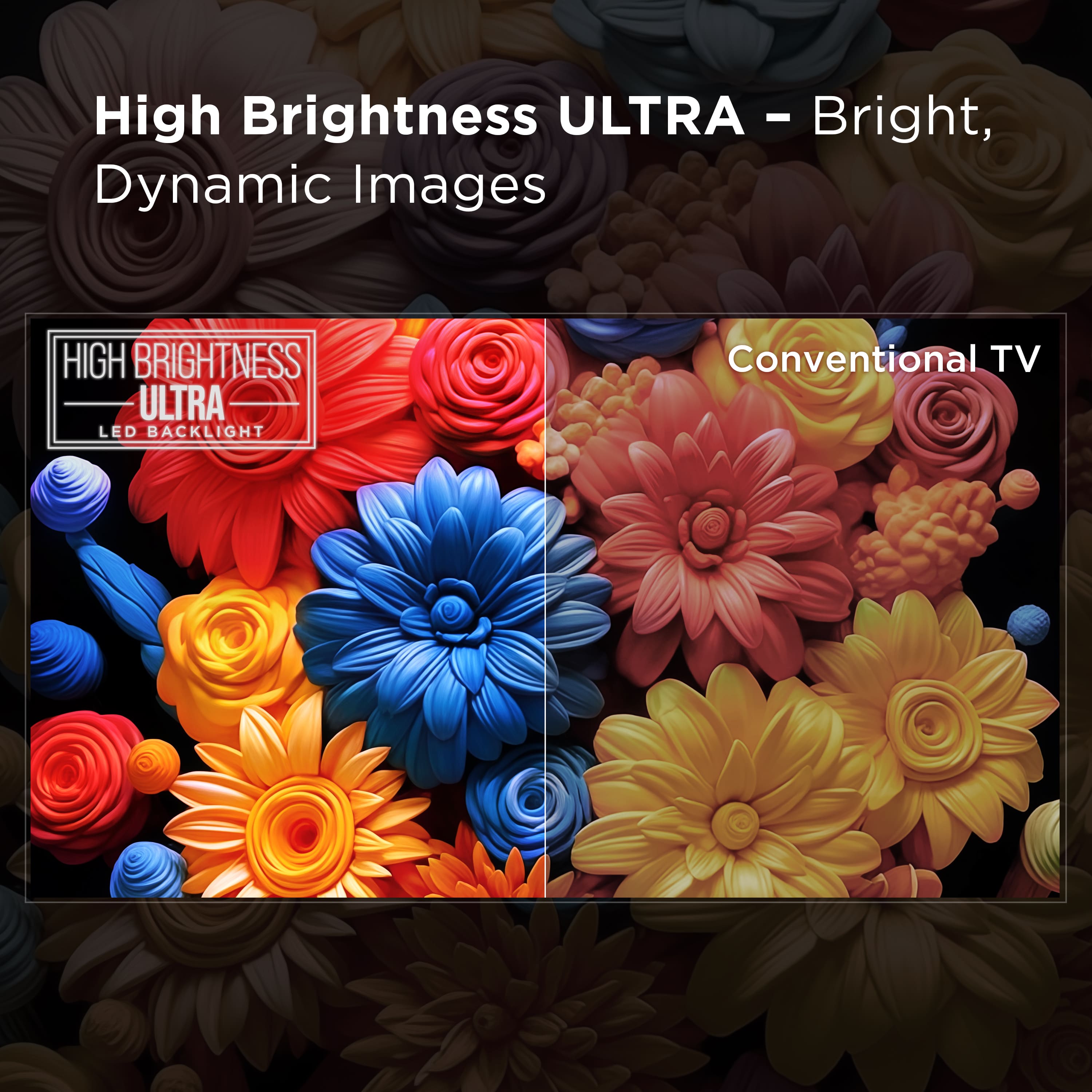 High Brightness ULTRA - Bright, Dynamic Images HIGH BRIGHTNESS ULTRA LED BACKLIGHT Conventional TV