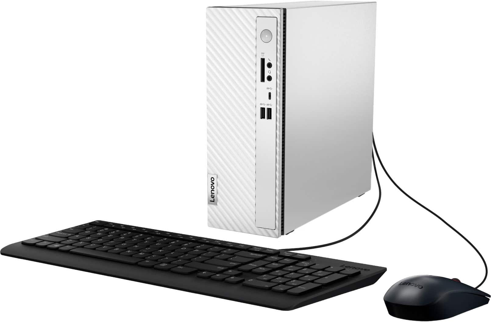 Lenovo computer with a keyboard and mouse.