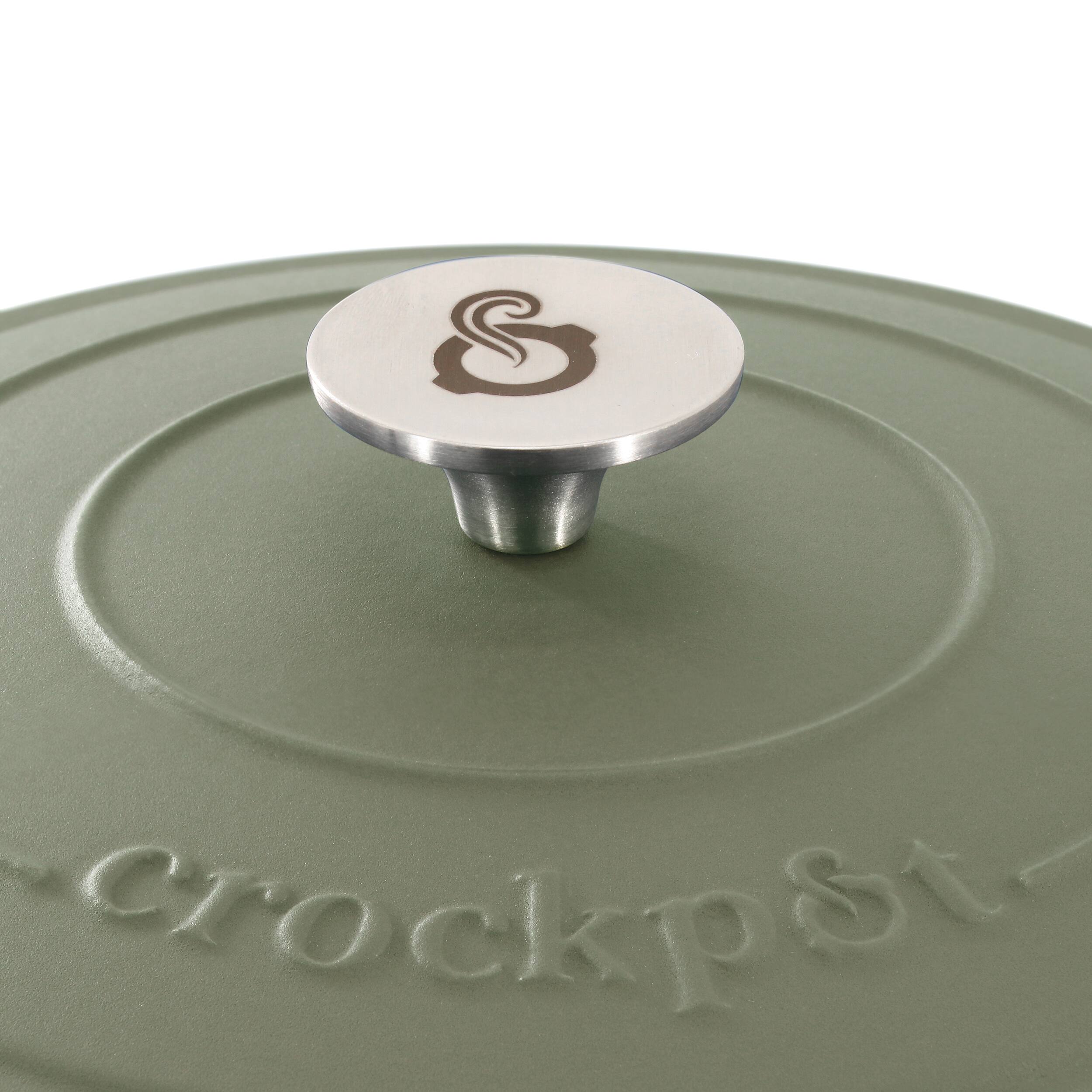 Alt View 4. Crockpot - Crockpot Artisan 5 Quart Enameled Cast Iron Dutch Oven in Matte Green - Matte Green.
