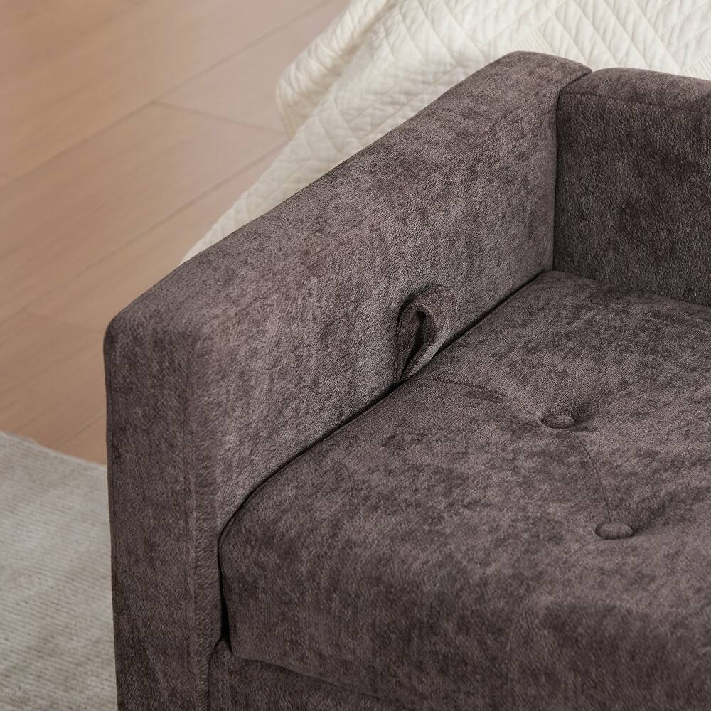 Alt View 7. Ropilly - Ropilly 64.6 inch Tufted Chenille Storage Bench, Flip-Top End of Bed Bench with Armrests and Backrest, Coffee - Coffee.