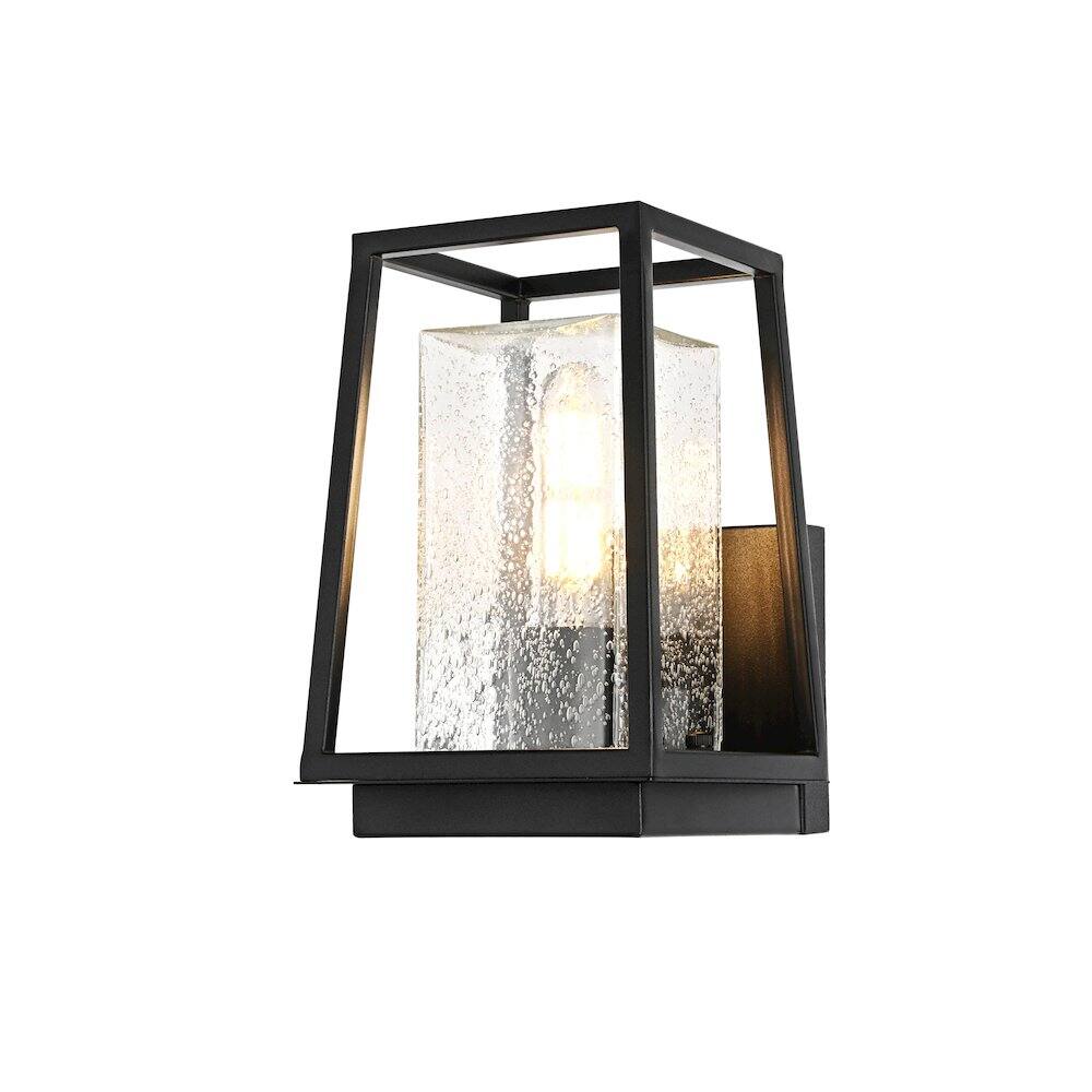 Left. Elegant Lighting - Lehigh 7 inch Outdoor Pendant in Black - Black.