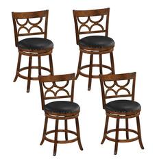 Front. Gymax - Gymax 26'' Counter Height Bar Stools Set of 4 w/Rubber Wood Frame Upholstered Seat - Brown.