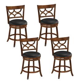 Gymax - 26'' Counter Height Bar Stools Set of 4 w/Rubber Wood Frame Upholstered Seat - Brown