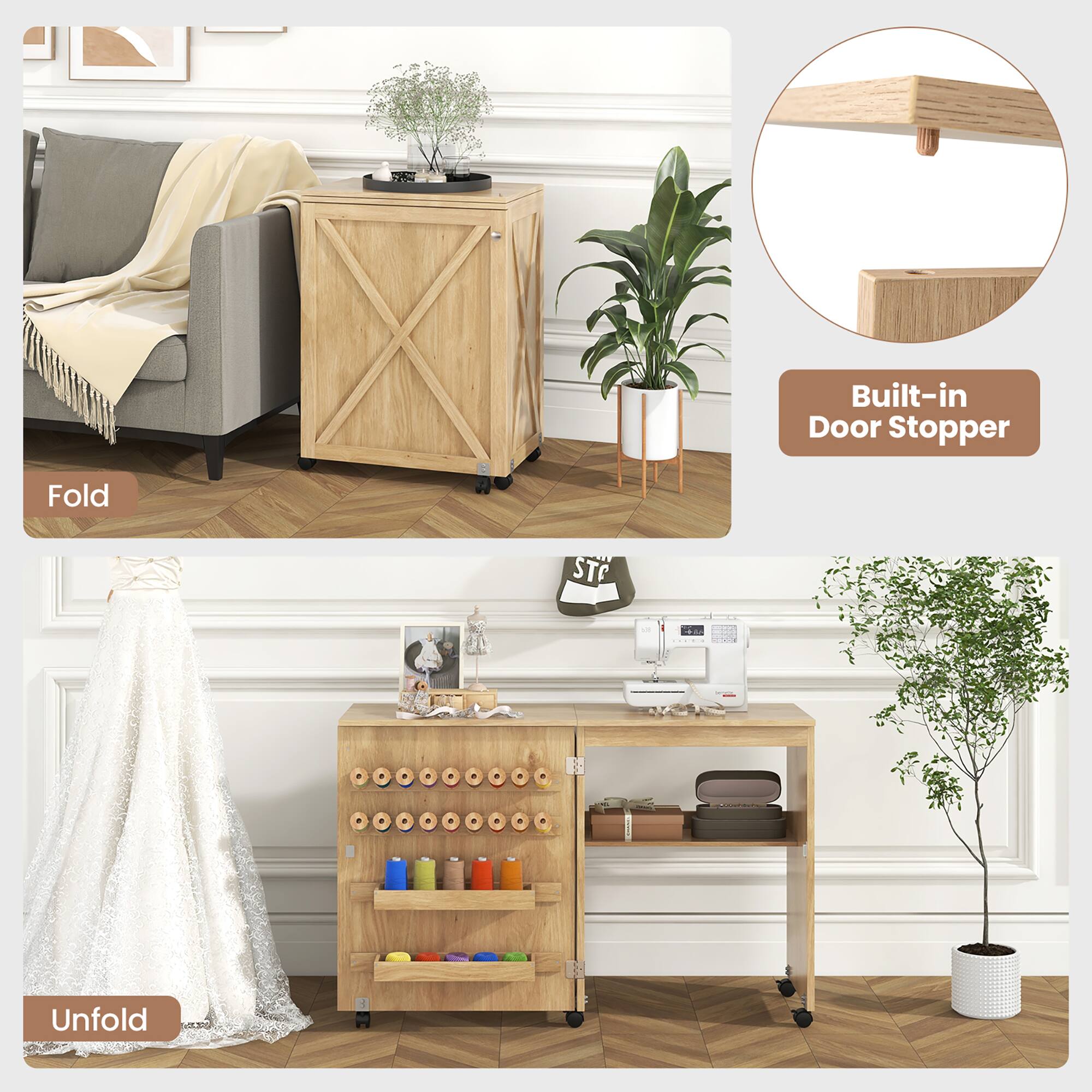 Built-in Door Stopper  
Fold  
Unfold