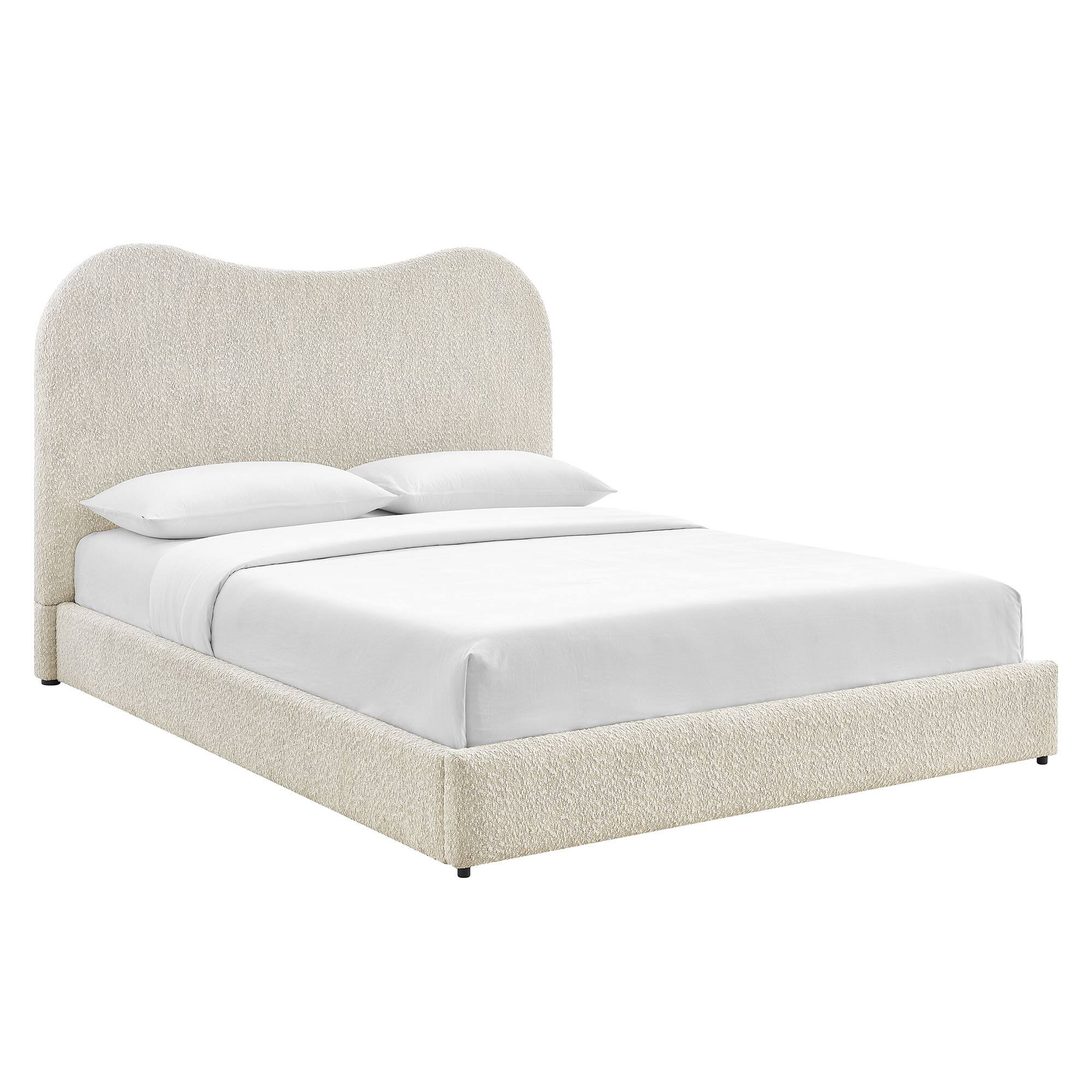 Angle. Modway - Seluna Boucle Queen Platform Bed by Modway - Pearl.