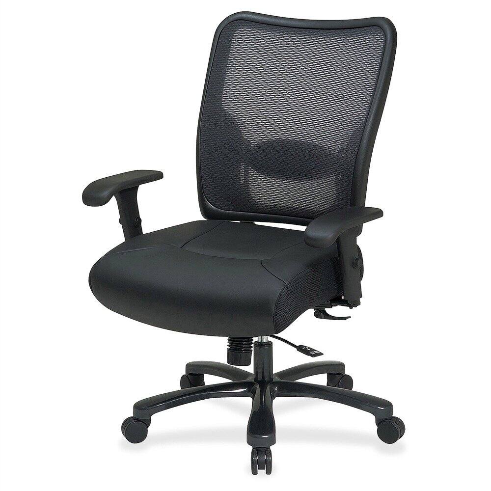 Left. FurniFact - Black Leather Chair – Low-Back Work Chair for Teachers and Office Use - Black.