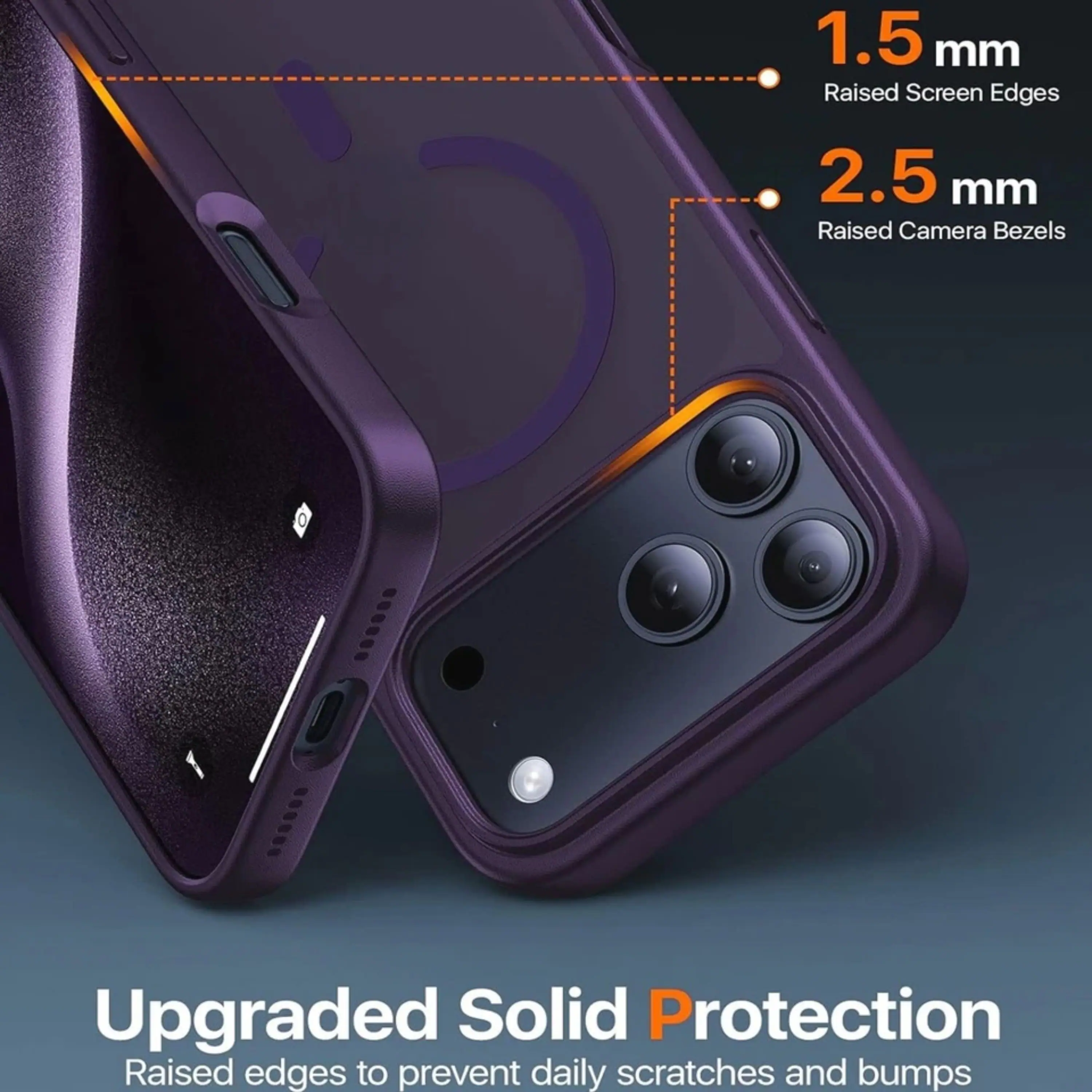1.5 mm Raised Screen Edges  
2.5 mm Raised Camera Bezels  
Upgraded Solid Protection  
Raised edges to prevent daily scratches and bumps