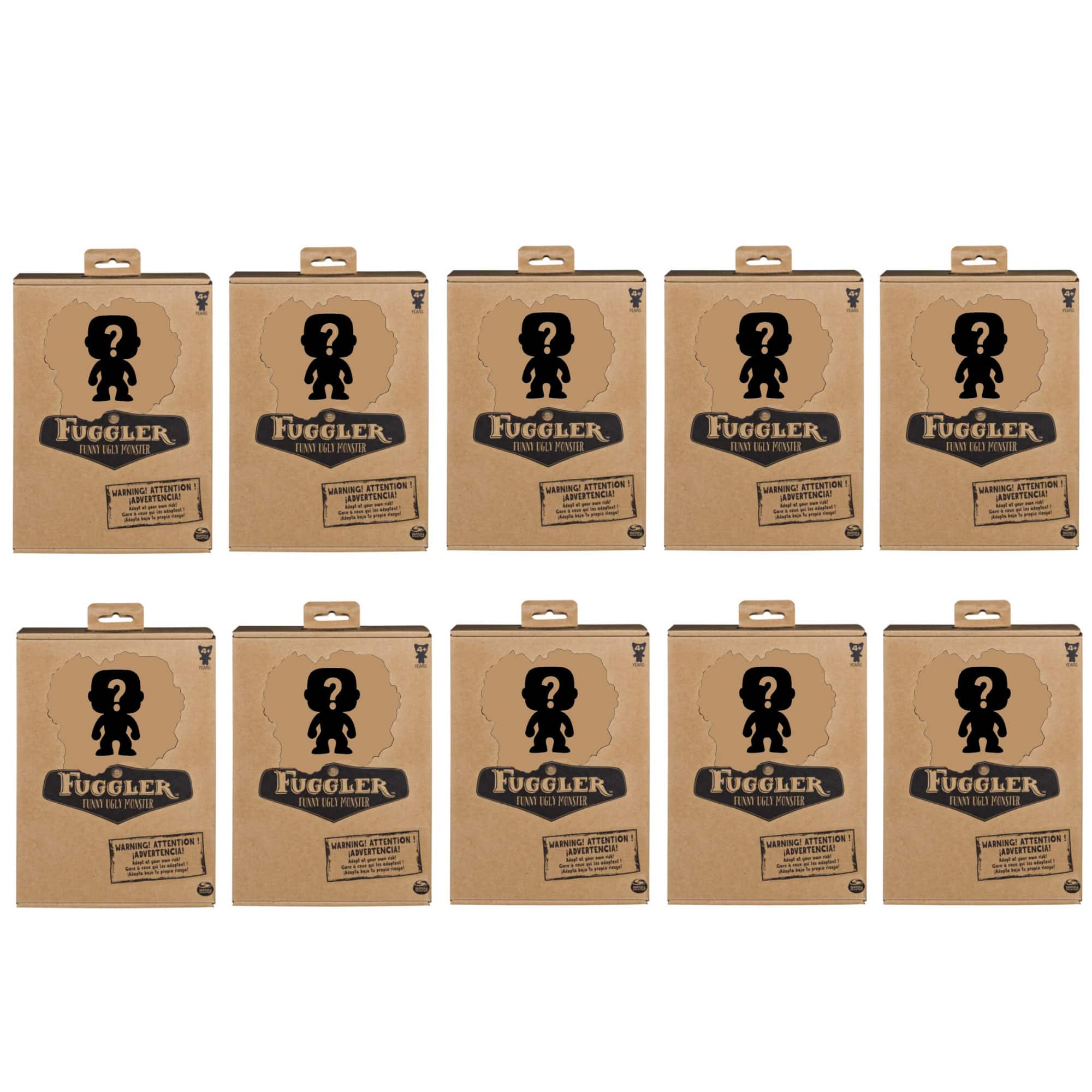 Pack of 10 ZURU Fuggler Funny Ugly Monster Plush Toy 9 Inch Mystery Random Assortment - Black