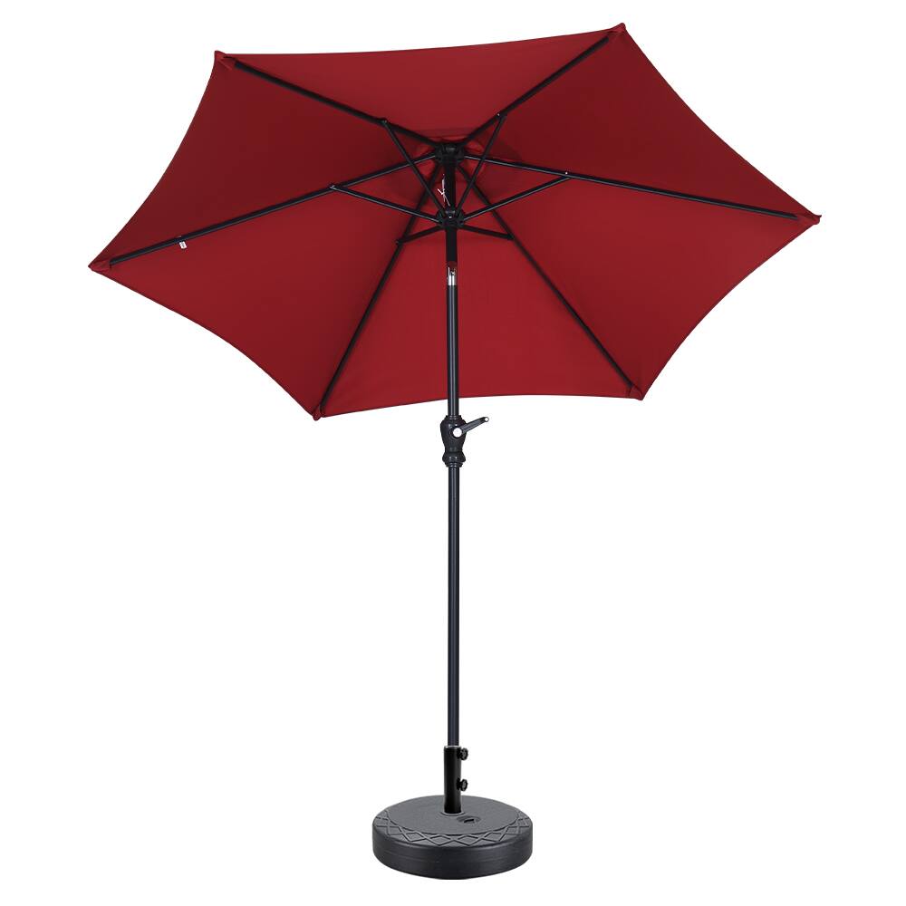 Left. Ainfox - Ainfox 7.5ft Patio Umbrella With Round umbrella base - Red.