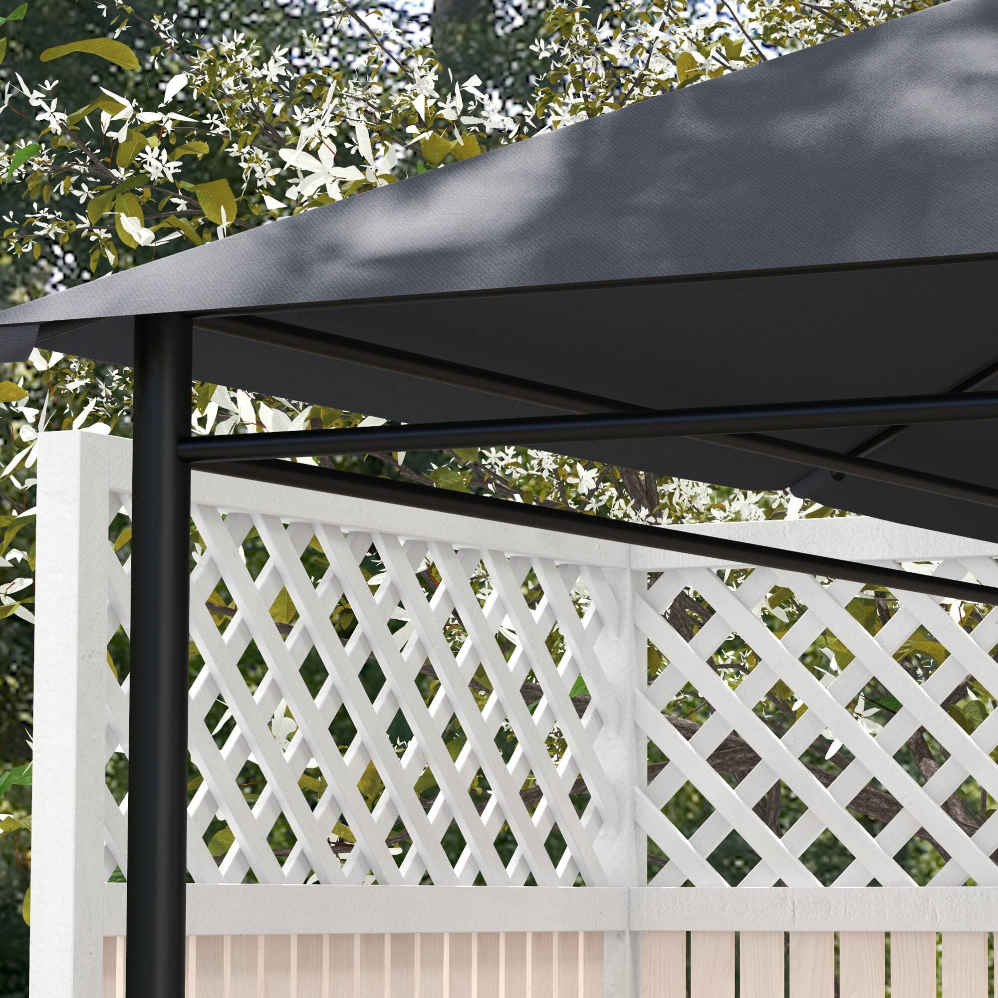 Alt View 7. Outsunny - 10' x 13' 84C-116 Model Gazebo Canopy Replacement, Outdoor Gazebo Cover Top Roof Replacement with Vents and Drain Holes - Dark Gray.