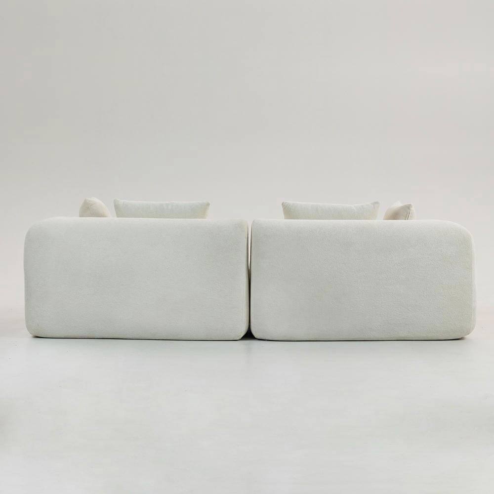 Alt View 1. Kadyn - 96" Full-Foam Modular Sectional Sofa, 2-Piece Boucle Cloud Couch, Compressed Shipping - White.