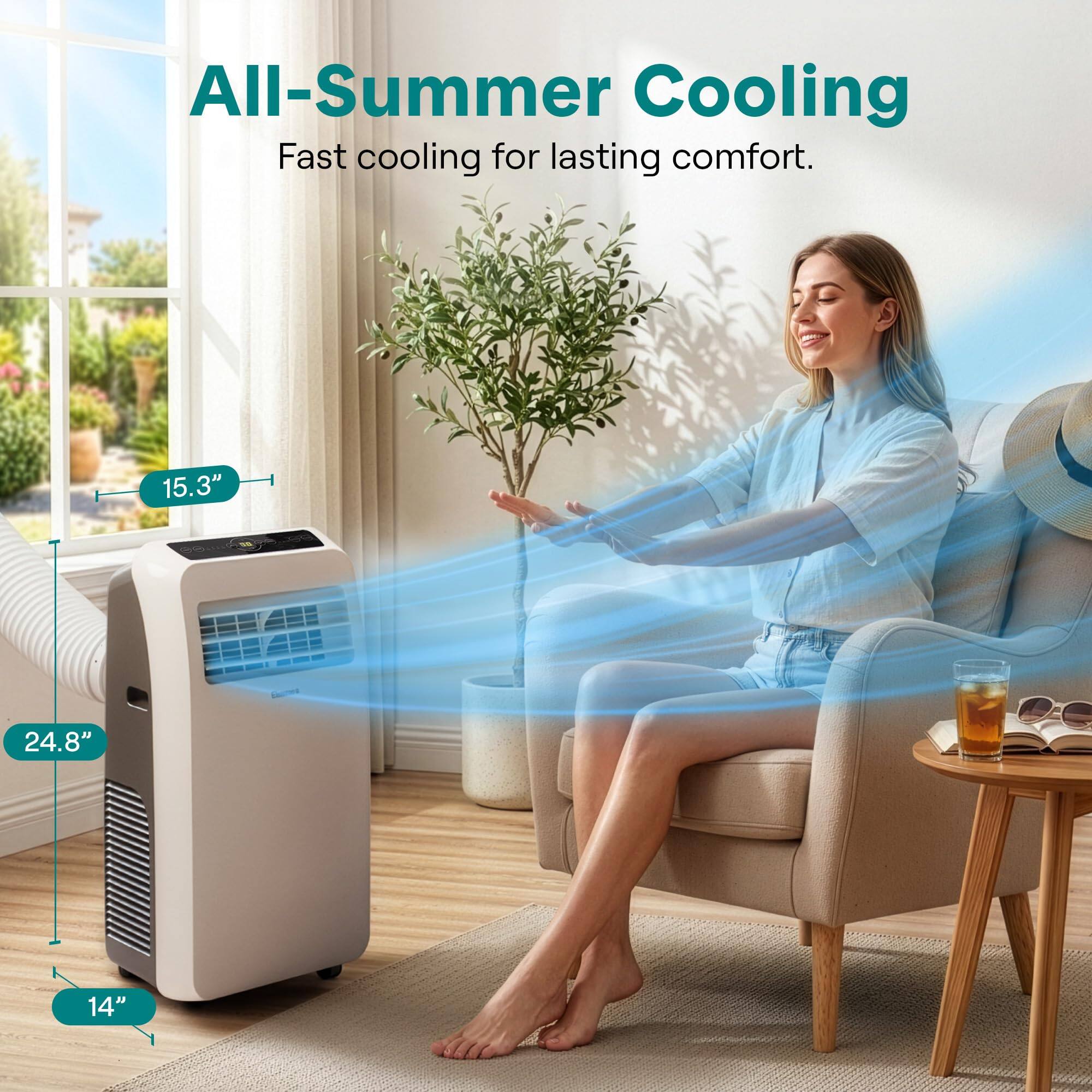 All-Summer Cooling  
Fast cooling for lasting comfort.  

15.3"  
24.8"  
14"