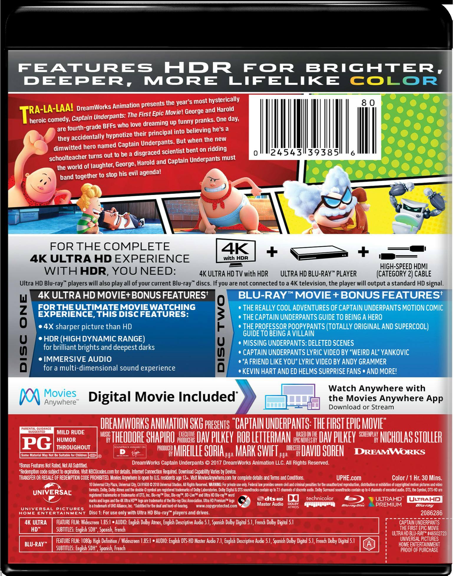 Angle. Captain Underpants: The First Epic Movie   - 4K Blu-Ray.